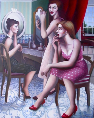The Powder Room Oil on Canvas 100cm x 80 cm by 