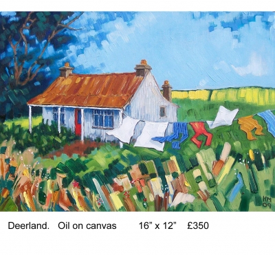 Deerland by Hazel Morris (oil on canvas) 40cm x 30 cm  by 