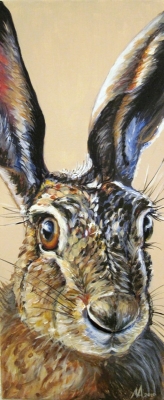 Hare (acrylic on canvas 25 x 60cm unframed) Sold