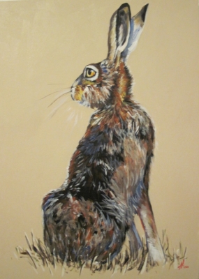 Hare In The Field (acrylic on canvas unframed 50 x 70cm) £400 plus delivery by 