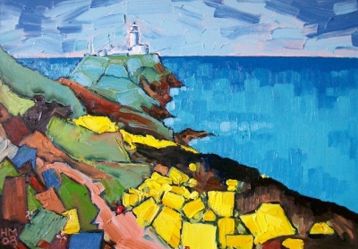 Gorse on Strumble Head (oil on canvas, 41 x 30cm) SOLD by 
