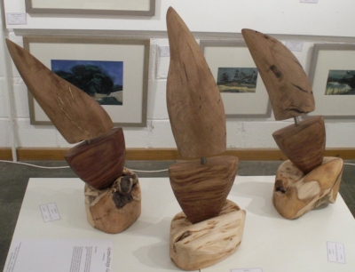 Yachts (yew base, tiger oak hull, cherry root sail) £120 each plus p&p by 