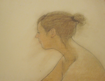 Woman, profile (pastel & black chalk framed 88 x 68cm) 