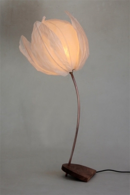 curved almond light (copper stem & oak base) Sold by 