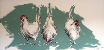 Chickens (charcoal and acrylic 100 x 50cm unframed) £450 plus delivery by 