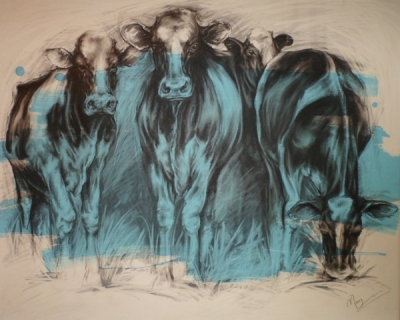 Grazing (charcoal and acrylic 102 x 82cm framed) £600 plus delivery by 