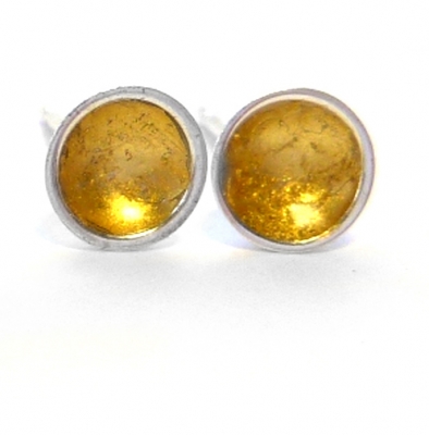Supernova Stud Earings (small, domed silver cups lined with real 22ct gold leaf)  £32.50 plus delivery