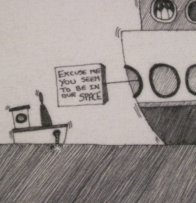 Boat trip (Parking) (ink on fibre 12 x 12cm) £25 plus delivery by 