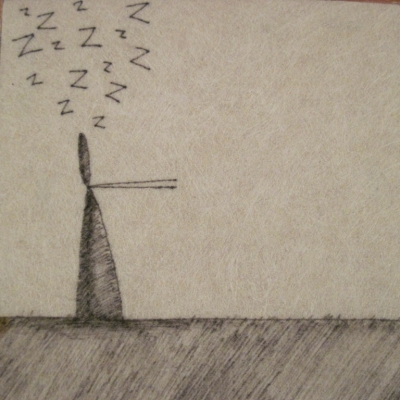 Sleep Walker (ink on fibre 12 x 12 cm) £25 plus delivery by 