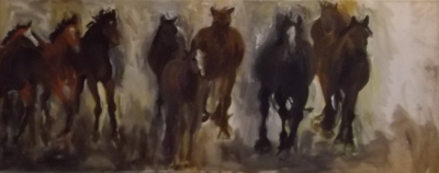 Claire Griffiths, Heading Out (39 x 15 inchs, Acrylic on Canvas) £495 Plus Delivery
