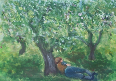 Now as I was young and easy under the apple boughs, happy as the grass was green (acrylic 71 x 51cm 28 x 20 inches framed) £495 by 