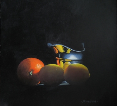 Fruit and Cream (oil on panel framed 10 x 10inches) £850 plus delivery by 