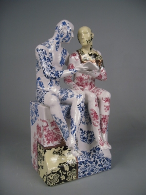 Seated Couple on Plinth; reading series (original ceramic height 42cm) £1000 plus delivery1 by 