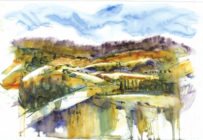 View of the Ridge (26 x 20 inches, watercolour) £250 plus delivery