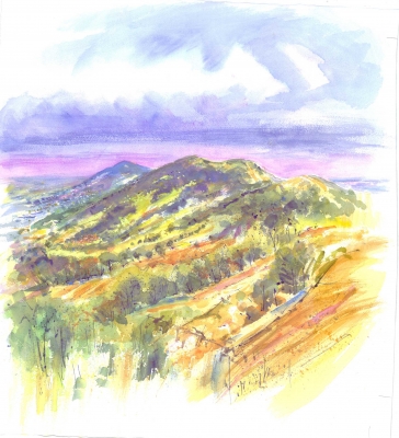 Summer in the Malverns (26 x 26 inches, watercolour) £275 plus delivery