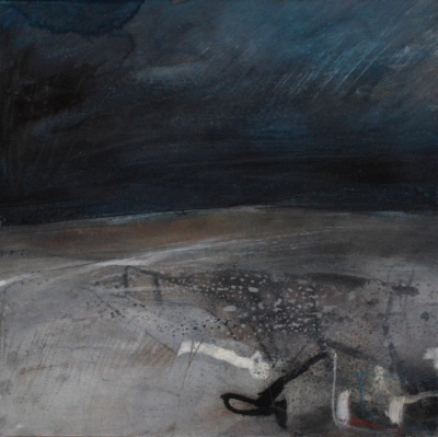 Nightfall at Lussas (oil and mixed media on board, 27x27cm ) £660 plus delivery by 