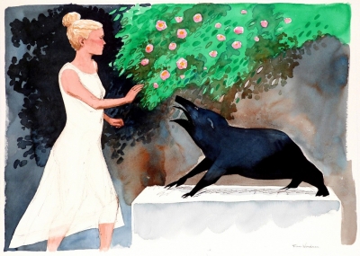 Beauty, beast (water colour framed 50 x 70cm) £1800 plus delivery by 