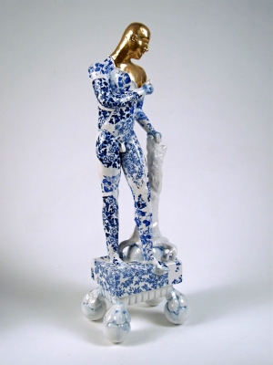 Standing Male Nudeon Claw Plinth, precious series (original ceramic blue and white) £925 plus delivery