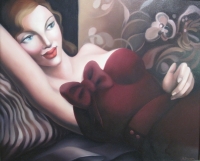 Reclining Woman In Plum (oil on canvas 86 x 73cm framed) £1595 plus delivery