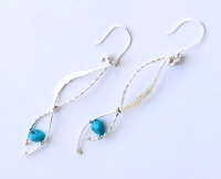 Long Turquoise Twisted Serpent Earrings