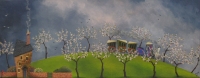Morning departure, travelling through the seasons,dreaming adventure (oil painting on canvas unframed 20cm x 50cm) Sold