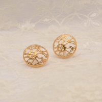 Gold Plated Silver Lace Round Studs NS04C £82