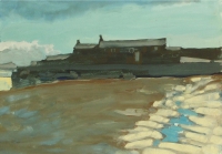 Lyme Regis Harbour (gouache framed 60 x 50cm) Sold