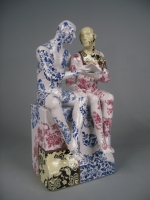 Seated Couple on Plinth; reading series (original ceramic height 42cm) £1000 plus delivery1