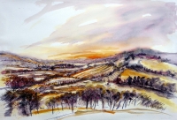 Autumn Light on the Hill (38 x 26 inchs, watercolour) £350 plus delivery