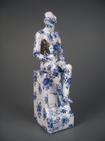 Seated Male Nude on Plynth (original ceramic blue and white) £495 plus delivery