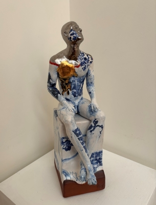 Seated Male Nude on Plinth 