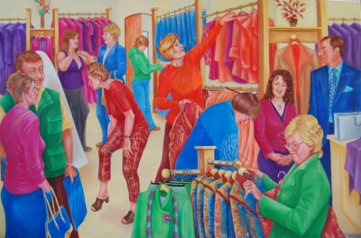 Retail Therapy (oil on canvas 100 x 70cm framed ) £595 plus delivery