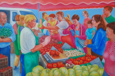 French Market (oil on canvas 100 x 70cm framed ) £595 plus delivery by 