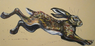 Running Hare (acrylic on canvas unframed 80 x 40cm) Sold by 
