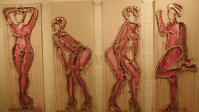 8,9,10,11 Only Human, Aluminium canvas and ink by 