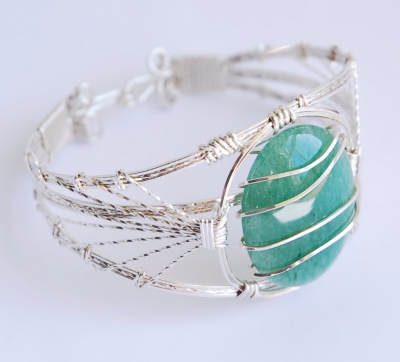 Large Aventurine Filigree Bracelet by 