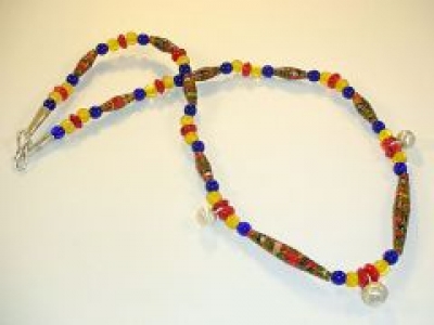 Paper Bead Retro Pom Pom Design, SOLD (jewellery prices from £15)