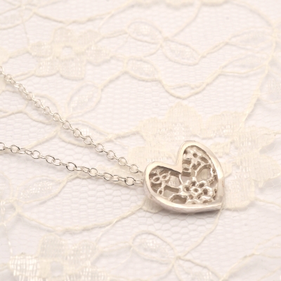 Silver Lace Heart Pendant  NS03H £72 by 