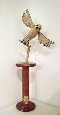 Parkwater - bird on a spool  (mixed media sculpture 26 x 65cm) £180 plus delivery by 