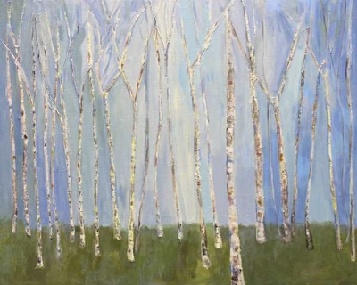 Birches and Blue Skies 