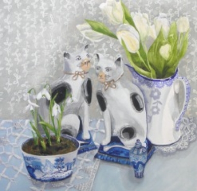 Snooty Cats (watercolour on watercolour paper 45cm x 45cm framed) £310 plus delivery by 