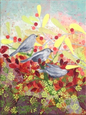 Berry Birds (watercolour on paper 26cm x 33cm framed) £295 plus delivery by 