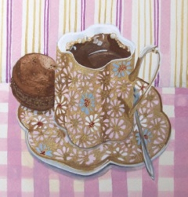 Coffe Macaroon (watercolour on paper 32cm x 32cm framed) £195 plus delivery by 