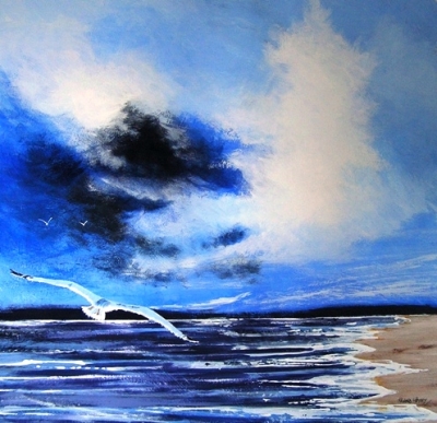 To The Storm   (acrylics framed 75 x 75cm) £850 plus delivery by 