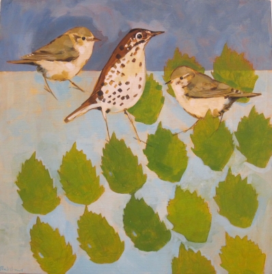 The Warblers, Thrush, on Bramble Leaves