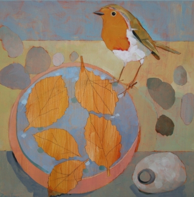 Robin and Water Bowl by Christopher Rainham