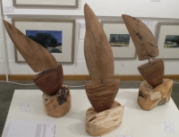 Yachts (yew base, tiger oak hull, cherry root sail) £120 each plus p&p