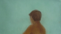 Gillian, soft green (pastel & black chalk framed 110 x 56cm) 